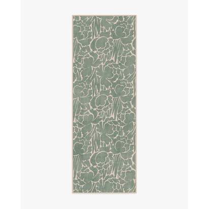 Corrine Sage Green Flatwoven Rug - 75 x 215 cm - Rug + Cushioned Pad System