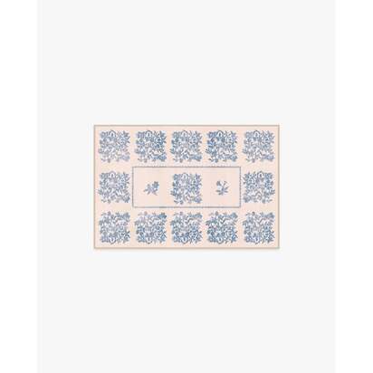 Iona Cream & Blue Flatwoven Rug - 60 x 90 cm - Rug + Pad System