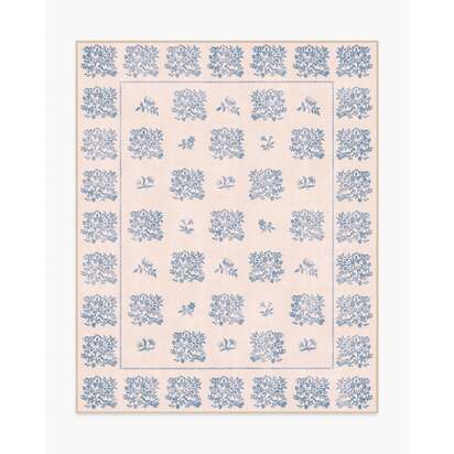 Iona Cream & Blue Flatwoven Rug - 245 x 305 cm - Rug + Cushioned Pad System