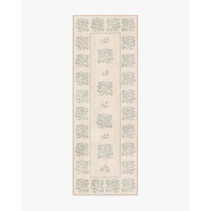 Iona Cream & Sage Green Flatwoven Rug - 75 x 215 cm - Rug + Cushioned Pad System