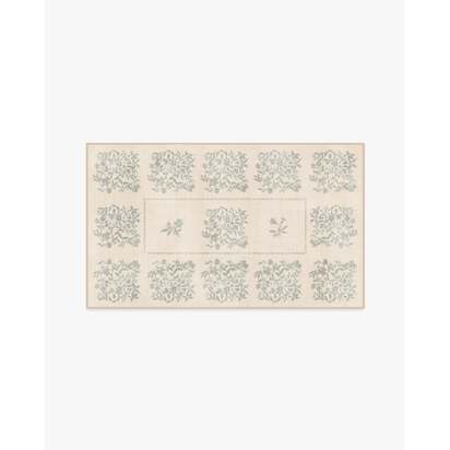 Iona Cream & Sage Green Flatwoven Rug - 185 x 275 cm - Rug + Cushioned Pad System