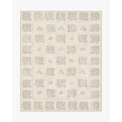 Iona Cream & Sage Green Flatwoven Rug - 245 x 305 cm - Rug + Cushioned Pad System