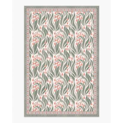 Lila Cream & Coral Flatwoven Rug - 185 x 275 cm - Rug + Pad System