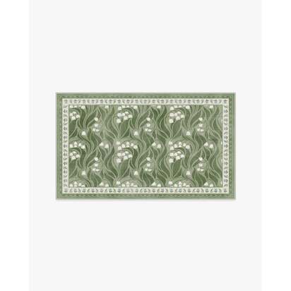 Lila Green & Ivory Flatwoven Rug - 60 x 90 cm - Rug + Cushioned Pad System