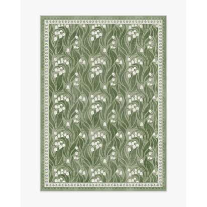 Lila Green & Ivory Flatwoven Rug - 150 x 215 cm - Rug + Cushioned Pad System