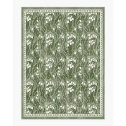 Lila Green & Ivory Flatwoven Rug - 275 x 365 cm - Rug + Cushioned Pad System
