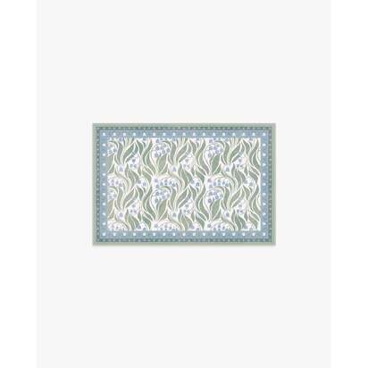 Lila Ivory & Soft Blue Flatwoven Rug - 60 x 90 cm - Rug + Cushioned Pad System