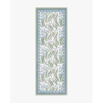 Lila Ivory & Soft Blue Flatwoven Rug - 75 x 215 cm - Rug + Cushioned Pad System