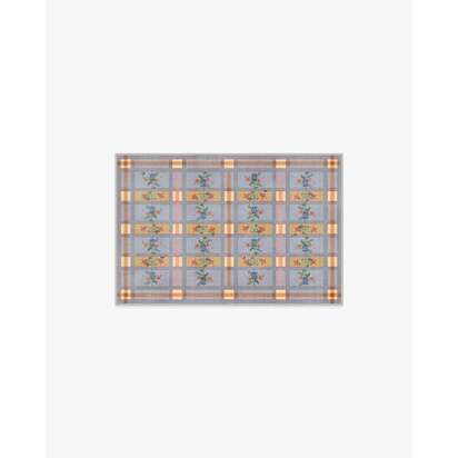 Quinnlyn Slate Blue Multicolour Flatwoven Rug - 60 x 90 cm - Rug + Cushioned Pad System