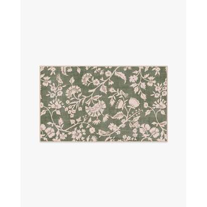 Brenna Olive Green & Cream Rug - 60 x 90 cm - All-In-One Rug