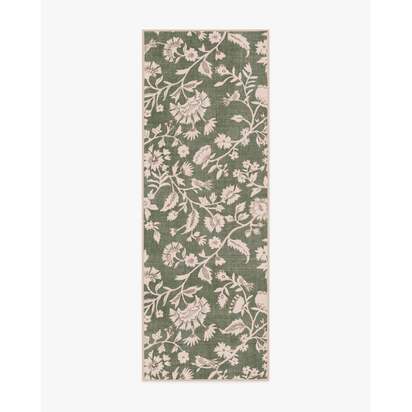 Brenna Olive Green & Cream Rug - 75 x 215 cm - All-In-One Rug