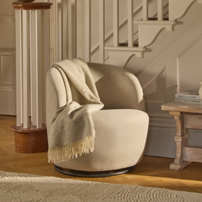 Sawyer 68cm Swivel Armchair - Soft Beige