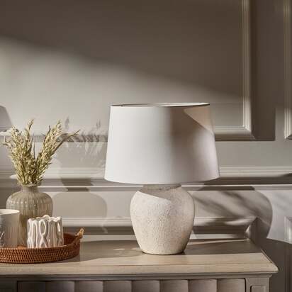 Selham 30cm Ceramic Lamp Base - Rustic White