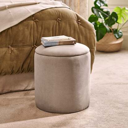 Abigail Storage Pouffe/Footstool - Soft Beige