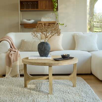Jade Chalked Mango Wood Round Coffee Table