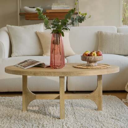 Jade Chalked Mango Wood Oval Coffee Table