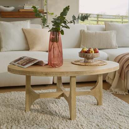 Jade Chalked Mango Wood Oval Coffee Table
