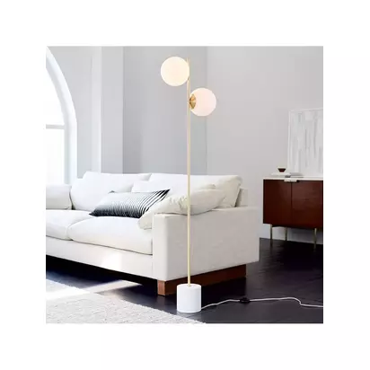 west elm Sphere + Stem Floor Lamp, White White White | H157 x W37 x D18cm