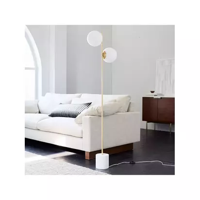 west elm Sphere + Stem Floor Lamp, White White White | H157 x W37 x D18cm
