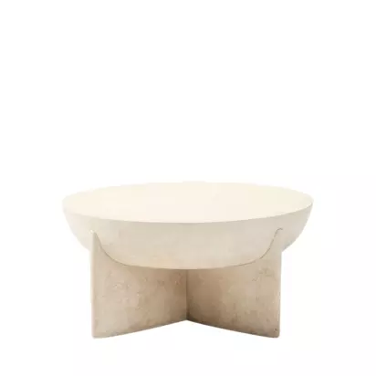 west elm Monti Indoor/Outdoor Lava Stone Coffee Table, White Natural | H36 x W76 x D76cm