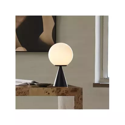 west elm Ardsley Glass Globe Table Lamp, Black Black Black | H33 x Dia.19cm