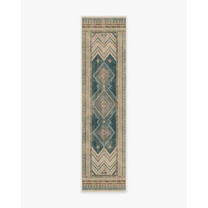 Toy Story Terrene Antique Teal Flatwoven Rug - 75 x 305 cm - Rug + Pad System