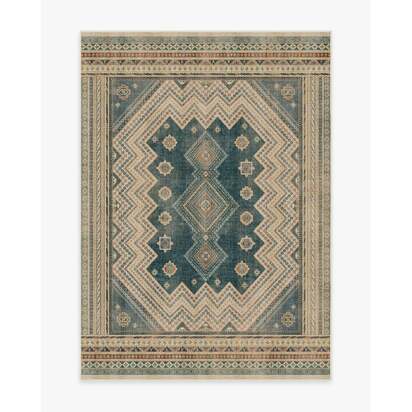 Toy Story Terrene Antique Teal Flatwoven Rug - 150 x 215 cm - Rug + Cushioned Pad System