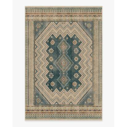 Toy Story Terrene Antique Teal Flatwoven Rug - 185 x 275 cm - Rug + Cushioned Pad System