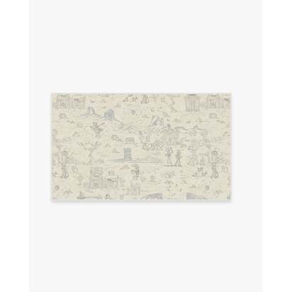 Woody's Roundup Stone Blue Flatwoven Rug - 90 x 150 cm - Rug + Cushioned Pad System