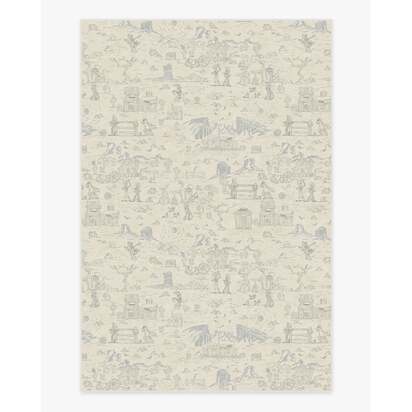 Woody's Roundup Stone Blue Flatwoven Rug - 185 x 275 cm - Rug + Cushioned Pad System
