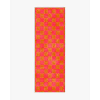 Nonna's Checkerboard Coral & Butterscotch Flatwoven Rug by Dan Pelosi - 75 x 215 cm - Rug + Cushioned Pad System