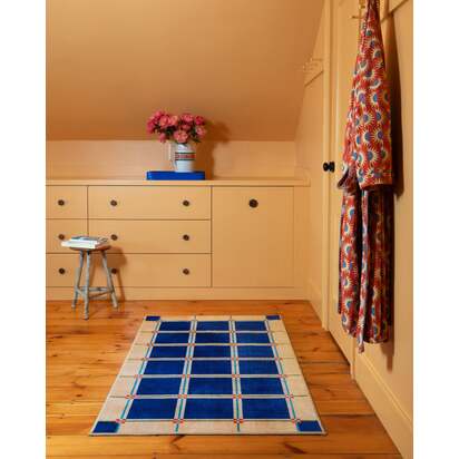 This House Is a Home Blue Flatwoven Rug by Dan Pelosi - 90 x 150 cm - Rug + Cushioned Pad System