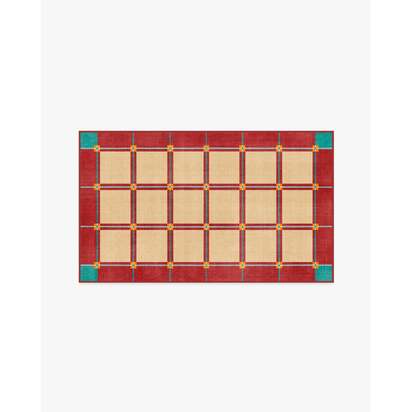 This House Is a Home Brick Red Flatwoven Rug by Dan Pelosi - 90 x 150 cm - Rug + Cushioned Pad System