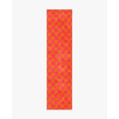 Nonna's Checkerboard Coral & Butterscotch Rug by Dan Pelosi - 75 x 305 cm - All-In-One Rug