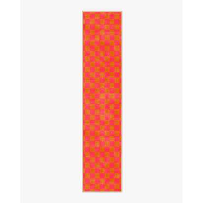 Nonna's Checkerboard Coral & Butterscotch Rug by Dan Pelosi - 75 x 305 cm - All-In-One Rug