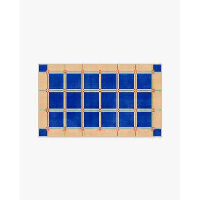 This House Is a Home Blue Rug by Dan Pelosi - 90 x 150 cm - All-In-One Rug