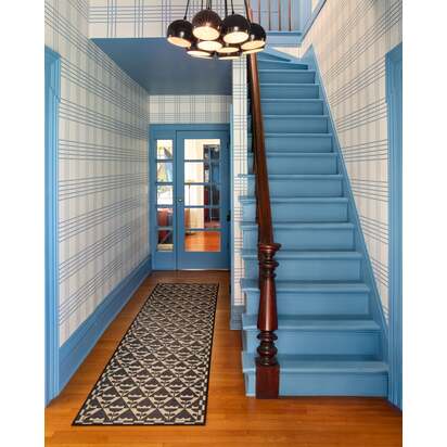 Tulip Heaven Black & Natural Re-Jute Rug by Dan Pelosi - 75 x 305 cm - Rug + Cushioned Pad System