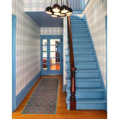 Tulip Heaven Green & Lavender Re-Jute Rug by Dan Pelosi - 75 x 305 cm - Rug + Cushioned Pad System
