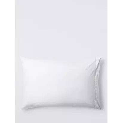 John Lewis Twist Trim Pure Cotton Embroidered Sateen Bedding, 600 Thread Count White | H50 x W75 x D2cm