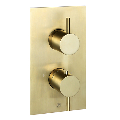 VOS 2 Outlet Concealed Thermostatic Bath & Shower Valve - Brushed Brass
