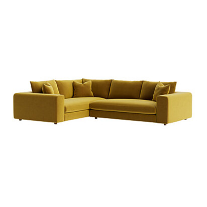 Loaf | Big Easy | Large Left Hand Corner Sofa | Yellow Velvet | Honey Pot