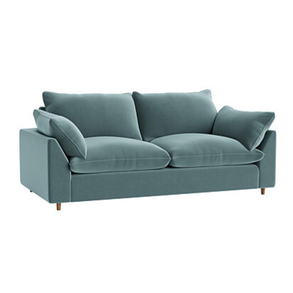 Loaf | Slow Riser Sofa Bed | Medium Sofa Bed | Teal Velvet | 3-4 Seater Sofa | Handmade | Comfy & Built to Last | Tidepool | Legs Dark Oak
