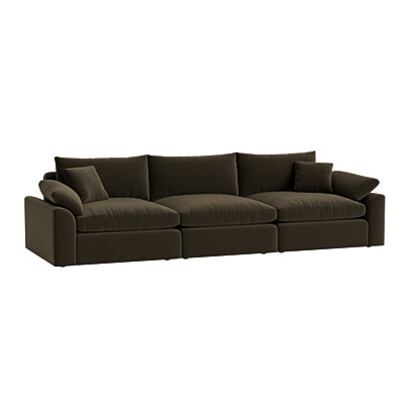 Loaf | Cuddlemuffin | Large Modular Sofa | Green Velvet | 4-5 Seater Sofa | Handmade | Comfy & Built to Last | Fits Through Small Doorways | Arrives in Separate Parts | Wine Bottle