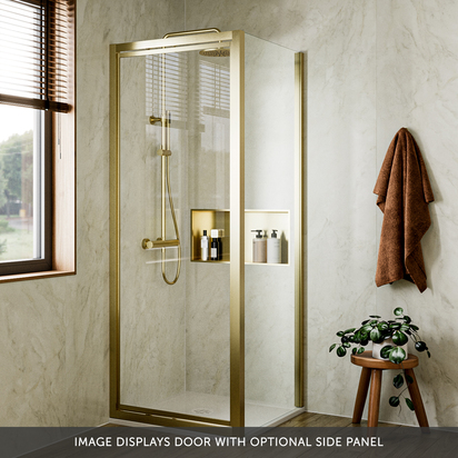 Crosswater Clear 6 6mm Brushed Brass 700mm Infold Door - No Side Panel