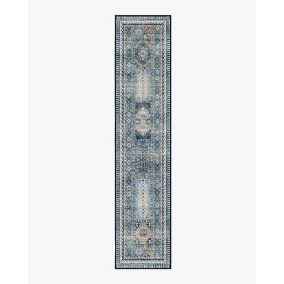 Rumi Blue Flatwoven Rug - 75 x 365 cm - Rug + Pad System