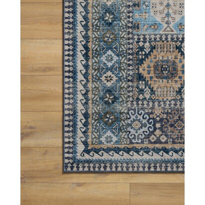 Rumi Blue Flatwoven Rug - 150 x 215 cm - Rug + Pad System
