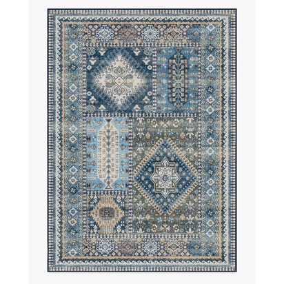 Rumi Blue Flatwoven Rug - 305 x 425 cm - Rug + Pad System