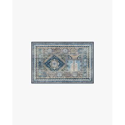 Rumi Blue Flatwoven Rug - 60 x 90 cm - Rug + Cushioned Pad System