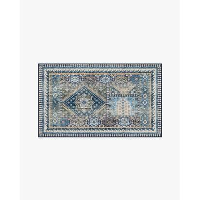 Rumi Blue Flatwoven Rug - 90 x 150 cm - Rug + Cushioned Pad System