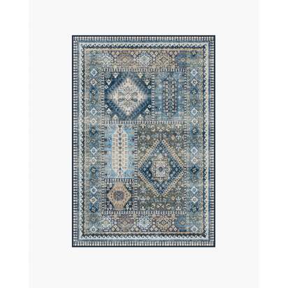 Rumi Blue Flatwoven Rug - 120 x 185 cm - Rug + Cushioned Pad System